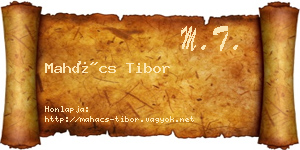 Mahács Tibor névjegykártya